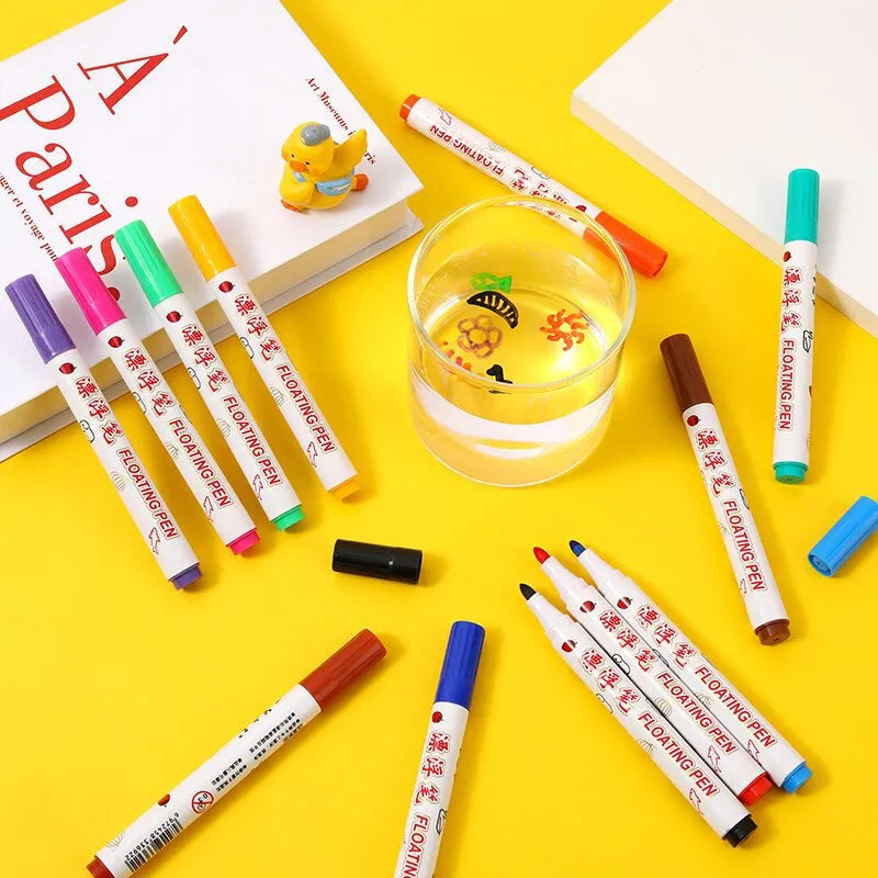 8/12 Colors Magical Water Floating Student Painting Brush  Whiteboard Markers Pen Suspension Kids Educational Painting Pen Toys