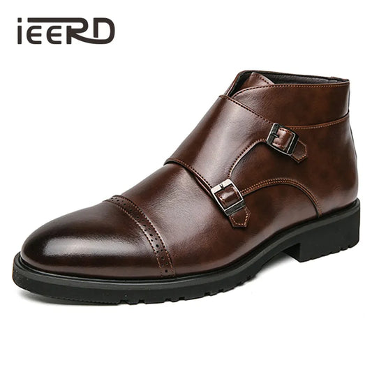 Retro Dress Men Boots Fashion Buckle Strap Chelsea Boot For Man Formal Business Ankle Boots Elegant Social Oxfords Male