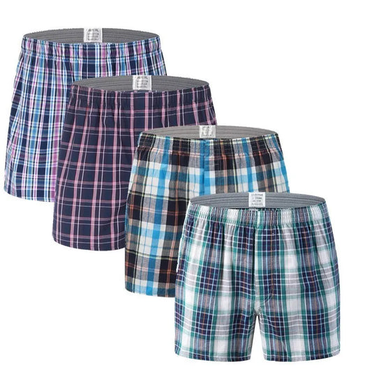 40-150KG Lounge Pajama Sleep Cotton Homme Arrow Men's Underwear Shorts Boxers Casual Home Woven Bottoms Boxers Plus size 4PCS
