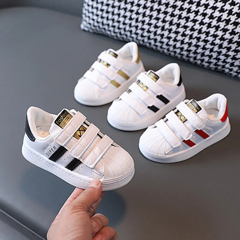 Children's Sneakers Kids Fashion Design White Non-slip Casual Shoes Boys Girls Hook Breathable Sneakers Toddler Outdoor Shoes