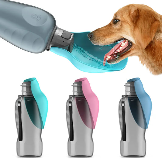 800ml Portable Dog Water Bottle For Big Dogs Pet Outdoor Travel Hiking Walking Foldable Drinking Bowl Golden Retriever Supplies