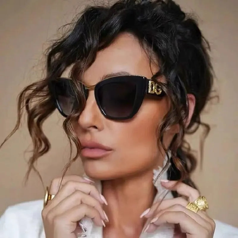 Brand Designer Sunglasses Women Men Vintage Cat Eye Luxury Fashion Flat Top Goggle Driving Trendy Sun Glasses For Female UV400