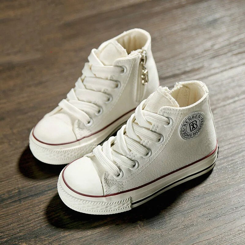 Kids Shoes for Girl High-top Children Canvas Shoes Boys Girls White Sneakers Baby Spring Casual Shoes Student Sports Shoes
