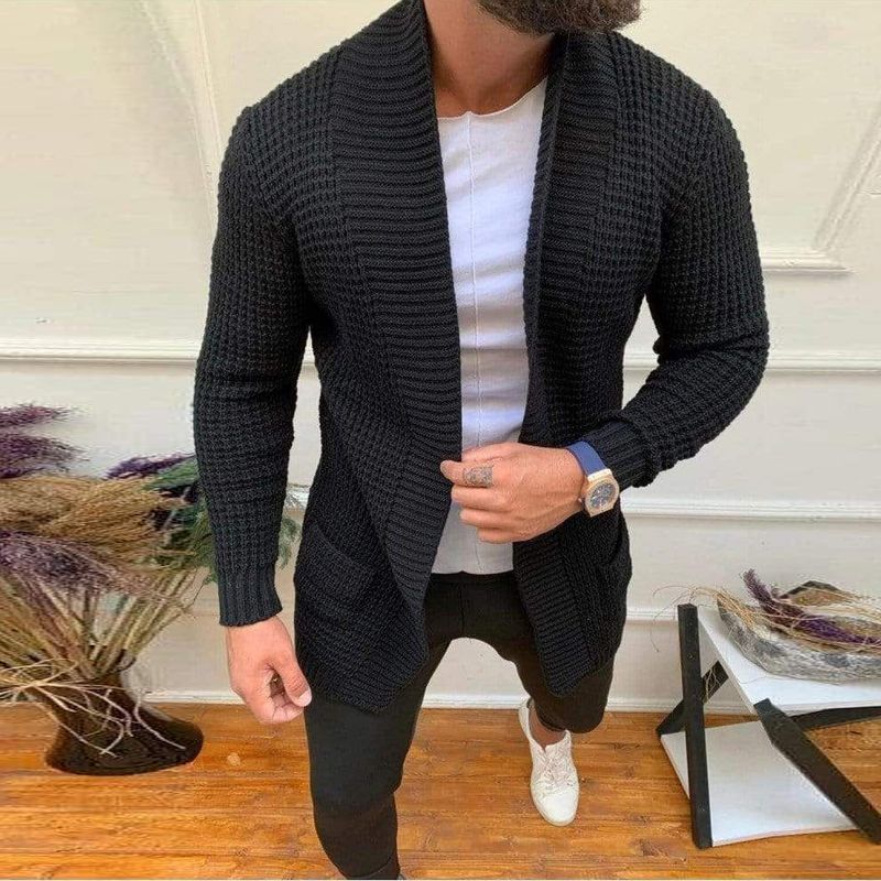 Striped Casual Knitted Cardigan Jacket Men