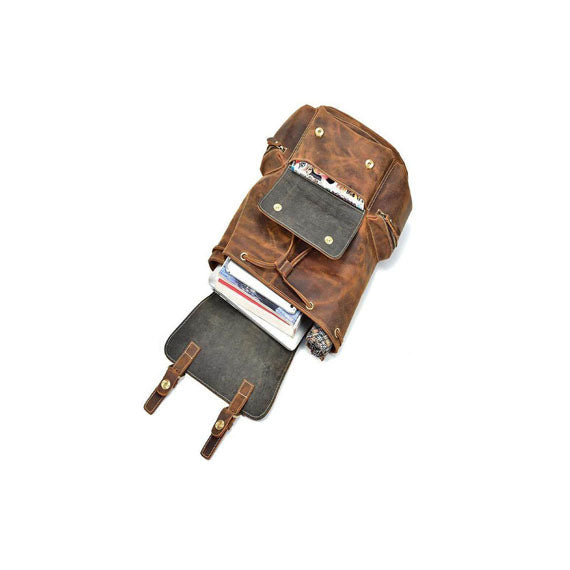 Buffalo Leather Backpack Handmade Unisex Backpack Travel Outdoor Bag