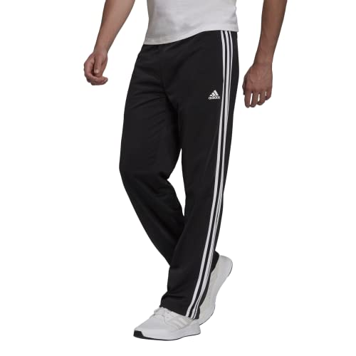adidas Men's Essentials Warm-up Open Hem 3-stripes Tracksuit Bottoms, Black/White, Medium/31" Inseam