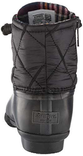 Sperry womens Saltwater Nylon Quilt Rain Boot, Black, 8.5 US