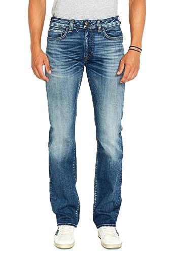 Buffalo David Bitton Men's Relaxed Straight Driven Jeans, Authentic and Sanded Indigo, 34W x 34L