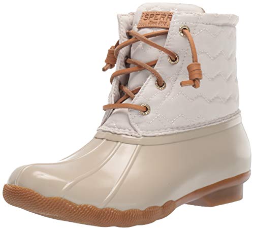 Sperry Womens Saltwater Chevron Quilt Nylon Boots, Ivory, 8