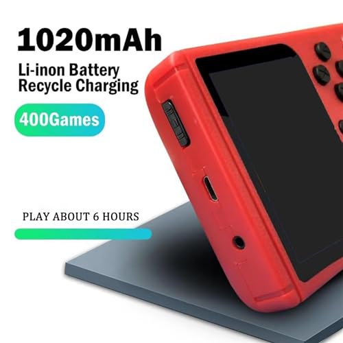 EZGHAR TinyTendo - Tiny Tendo 400 Games, Tinytendo Handheld Console, Portable Retro Video Game Console with Game Controller, GameTendo 400 in 1 Game Console, Support 2 Players Play on TV (Red)