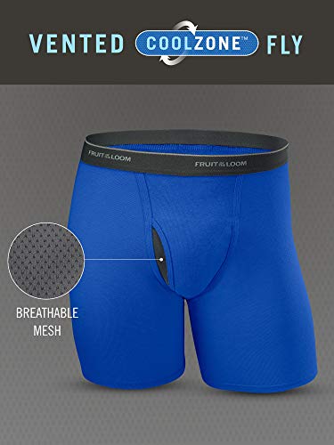 Fruit of the Loom Men's Coolzone Boxer Briefs, Moisture Wicking & Breathable, Assorted Color Multipacks, Short Leg-7 Pack-Black/Gray, X-Large