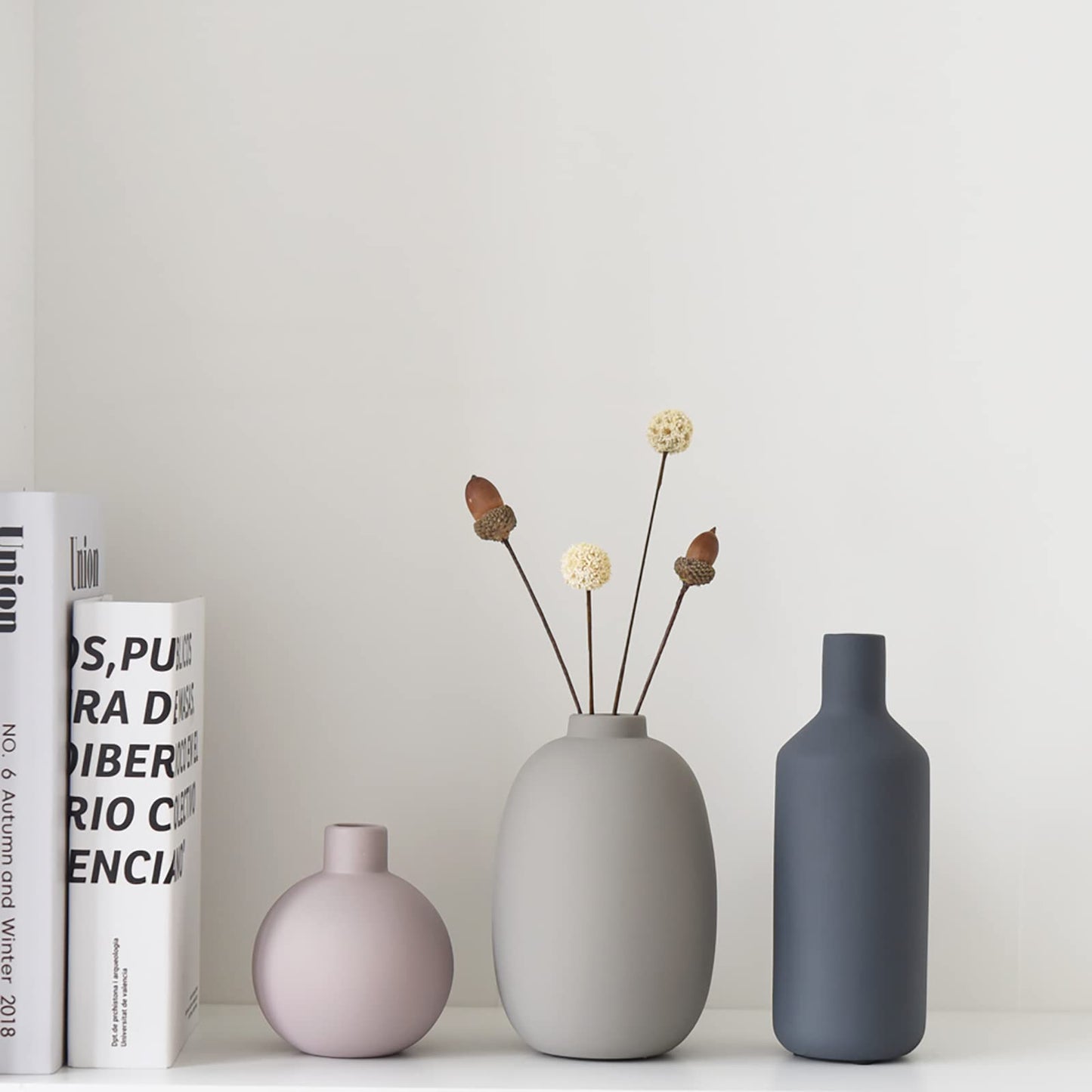 Smiletag Ceramic Modern Farmhouse Vase , Neutral Small for Table, Living Room, Shelf, Bookshelf and Entryway Décor, Set of 3