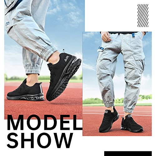MEHOTO Mens Air Running Sneakers, Men Sport Fitness Gym Jogging Walking Lightweight Shoes, Color AllBlack, Size 9.5