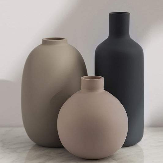 Smiletag Ceramic Modern Farmhouse Vase , Neutral Small for Table, Living Room, Shelf, Bookshelf and Entryway Décor, Set of 3