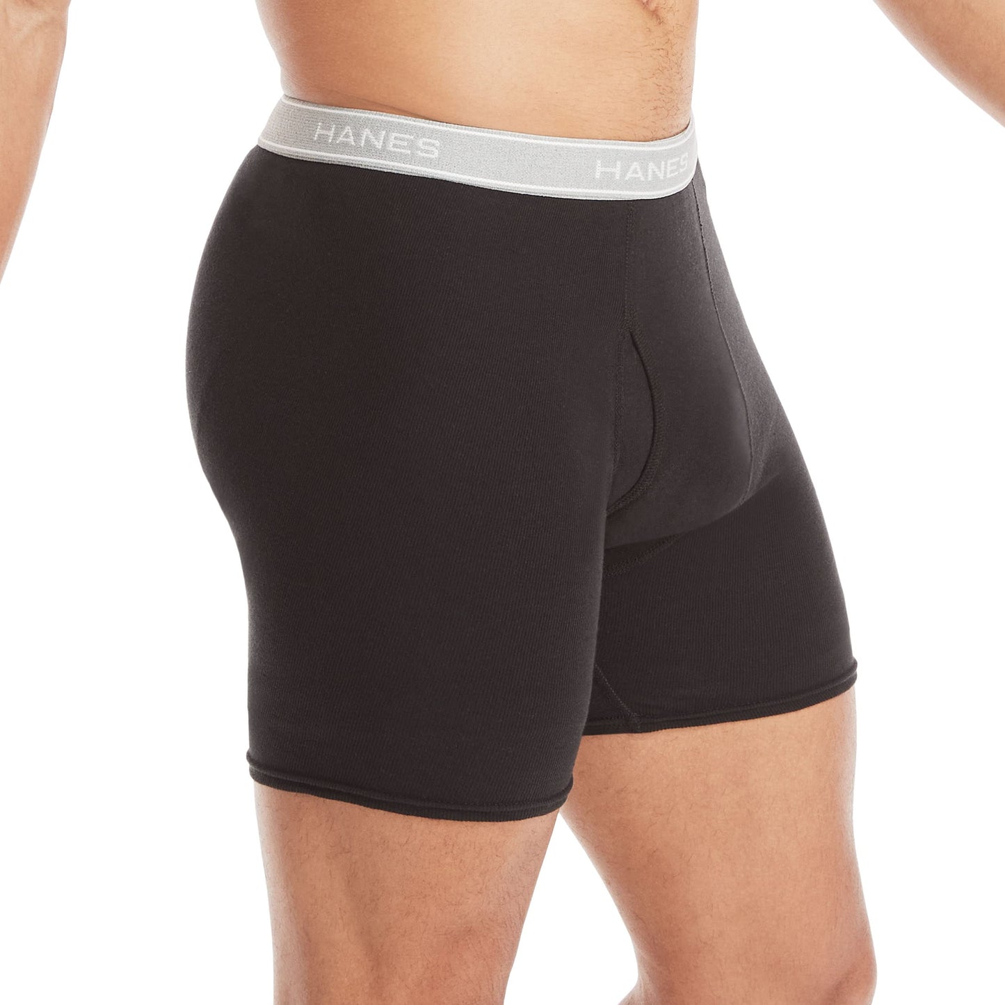 Hanes Men's Boxer Soft Breathable Cotton ComfortFlex Waistband, Multipack Brief Underwear, 6 Pack - Black/Gray, Large