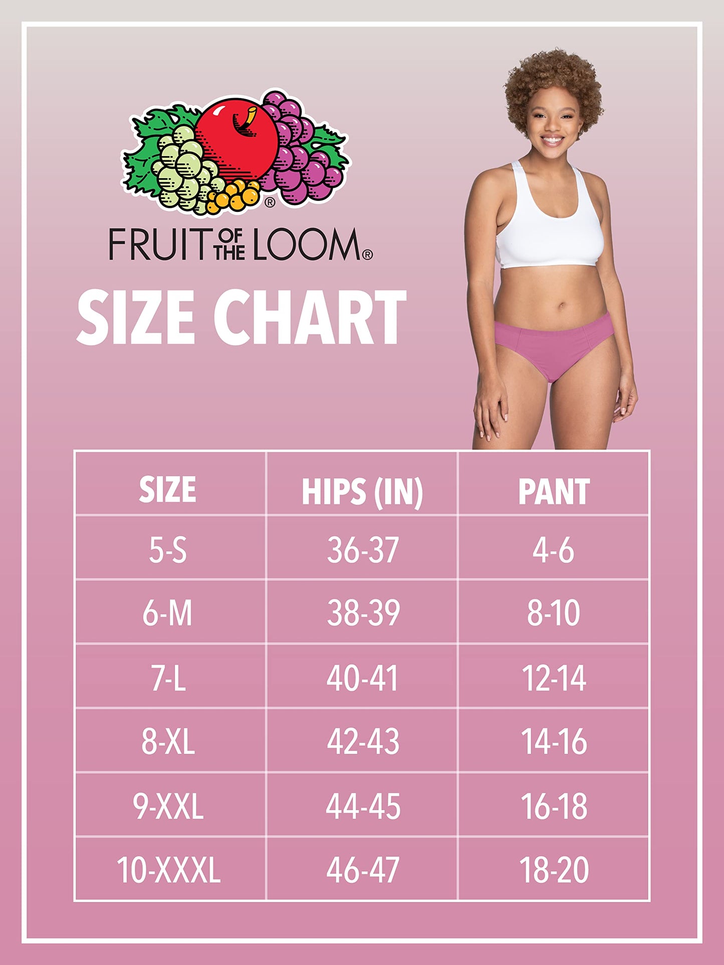 Fruit of the Loom Women's 360 Stretch Cotton Underwear, Available in Plus Sizes, 6-Pack Bikini - Colors Vary