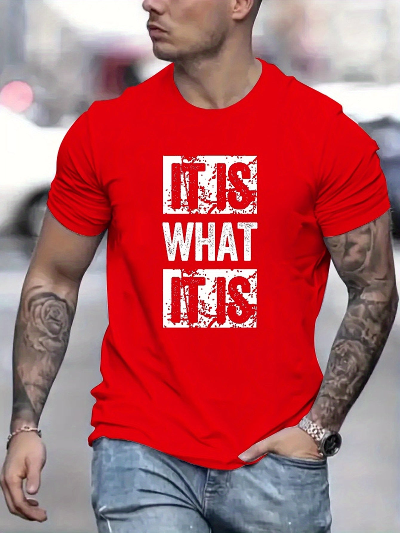 It Is What It Is Print T Shirt, Tees For Men, Casual Short Sleeve T-shirt For Summer