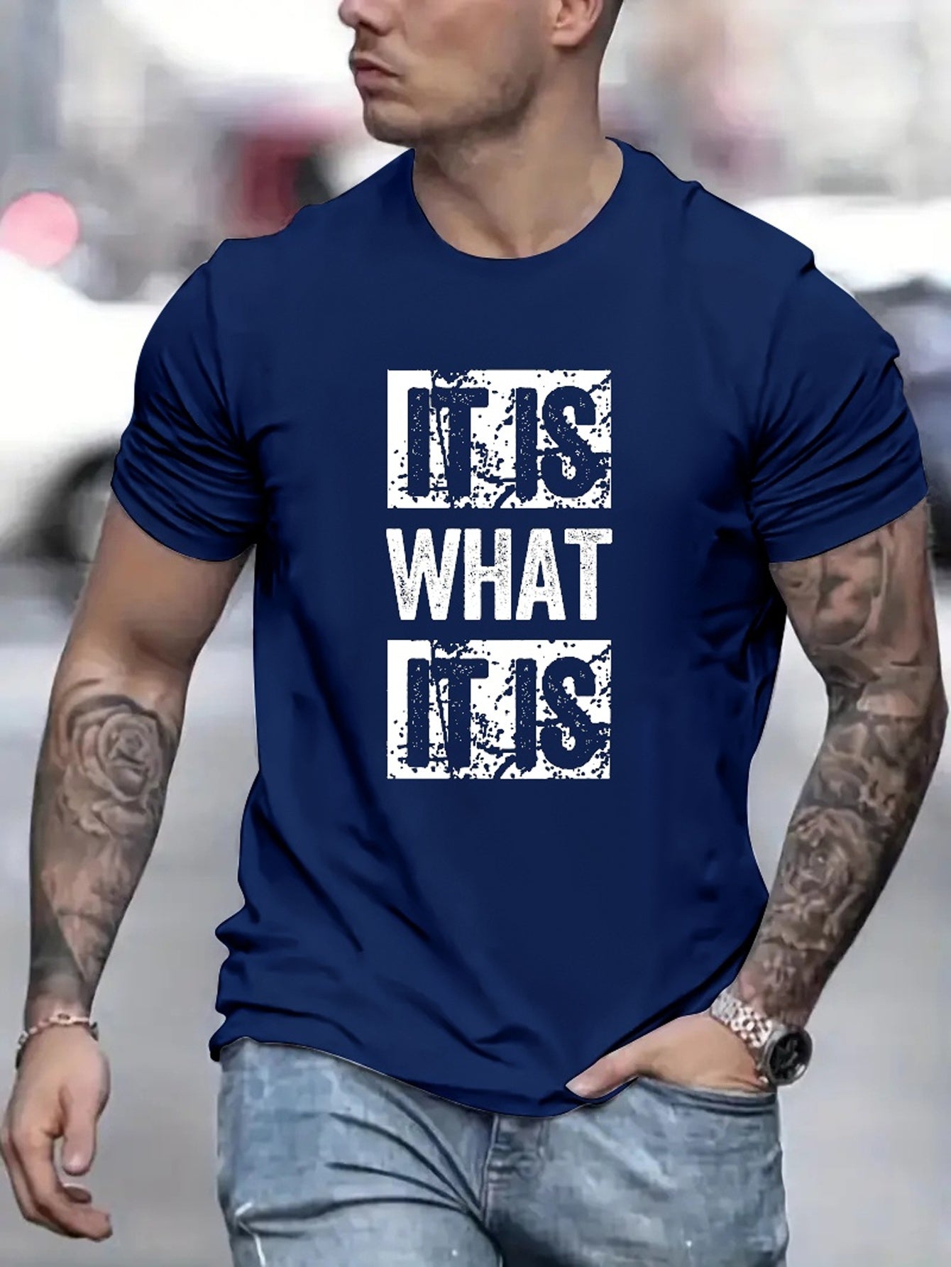 It Is What It Is Print T Shirt, Tees For Men, Casual Short Sleeve T-shirt For Summer