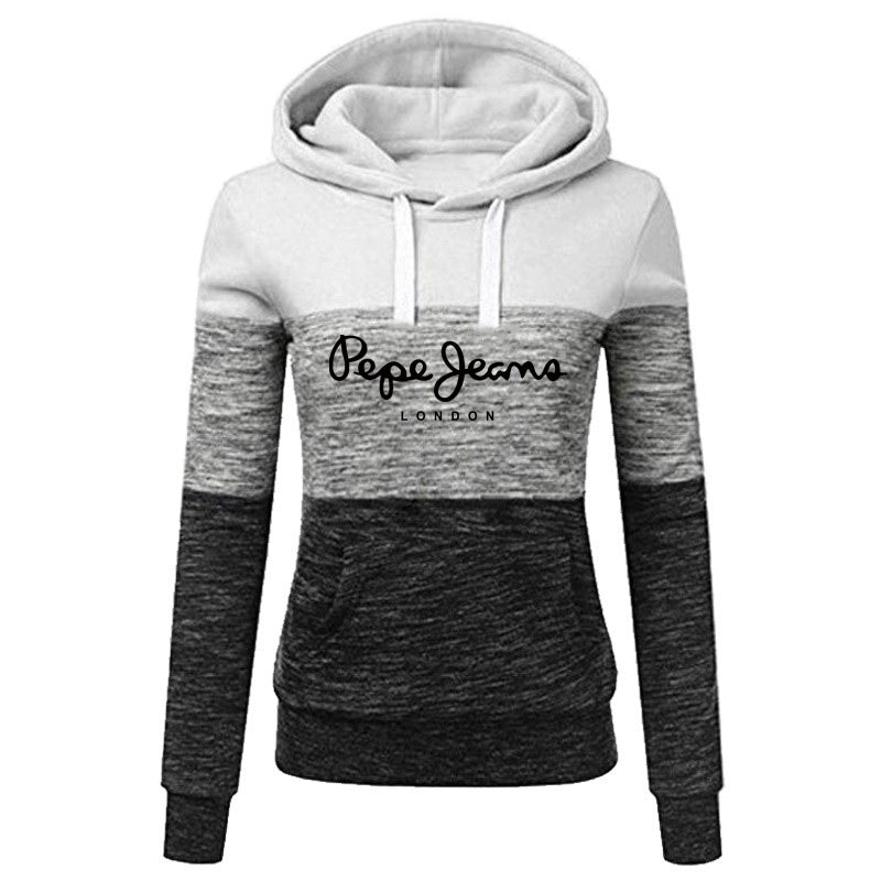 Hoodie Stitching Printed Women's Sweater