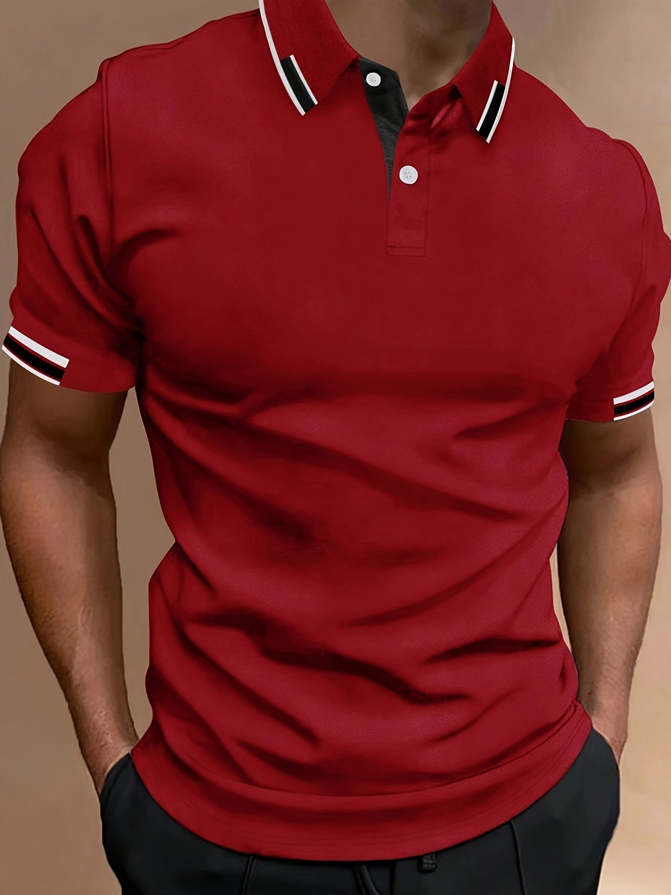 Casual Men's Contrast Binding Short Sleeve Golf Shirt, Comfortable Male Tops For Summer Outdoor, Gift For Men