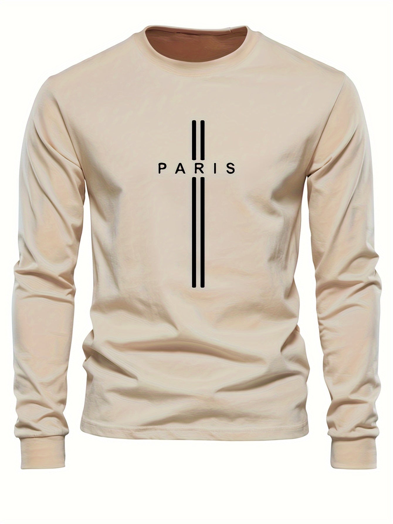 PARIS Print Men's Long Sleeve Active T-shirt - Casual and Comfy for Spring, Summer, and Autumn