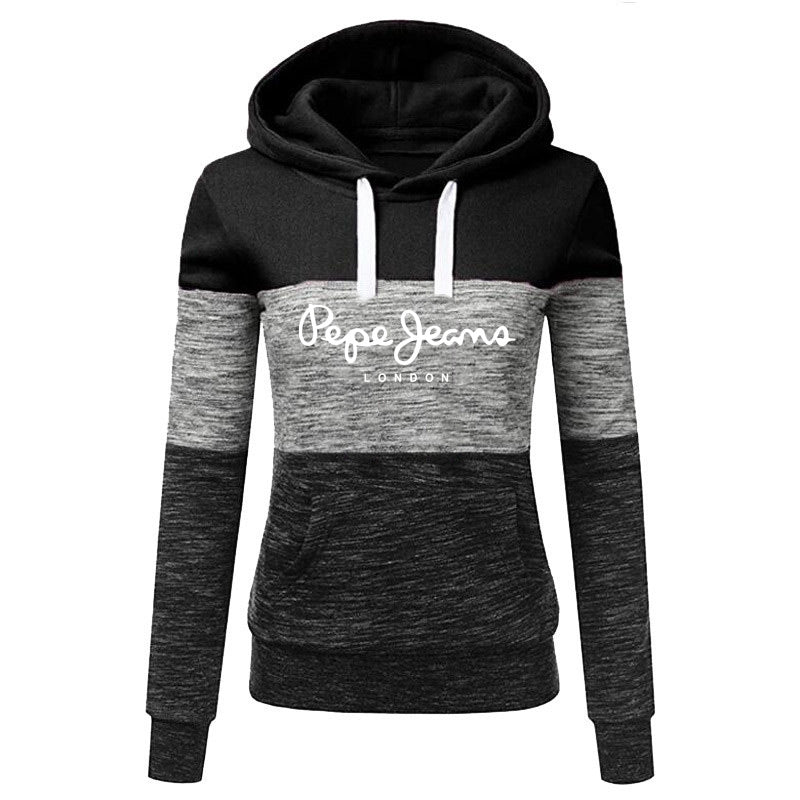 Hoodie Stitching Printed Women's Sweater