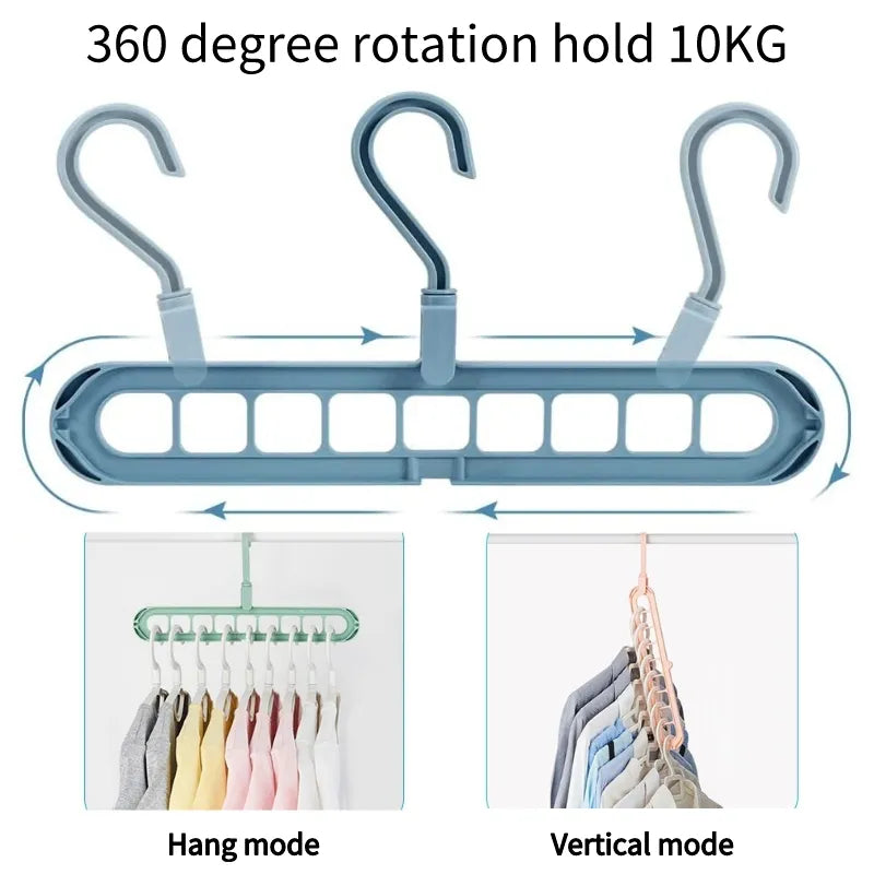 Space Saving Clothes Hanger Racks 9 Ports Drying Clothes Rack Magic Pant Rack Bedroom Wardrobe Coat Organizer Hangers Storage