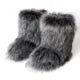 Winter Fuzzy Boots Women Furry Shoes Fluffy Fur Snow Boots Plush lining Slip-on Rubber Flat Outdoor Bowtie Warm Ladies Footwear