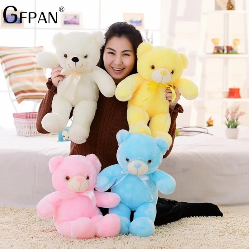 50cm Giant Colorful Glowing Teddy Bear Luminous Plush Toys Kawaii Light Up Led Teddy Bear Stuffed Toys Doll Kids Christmas Gift