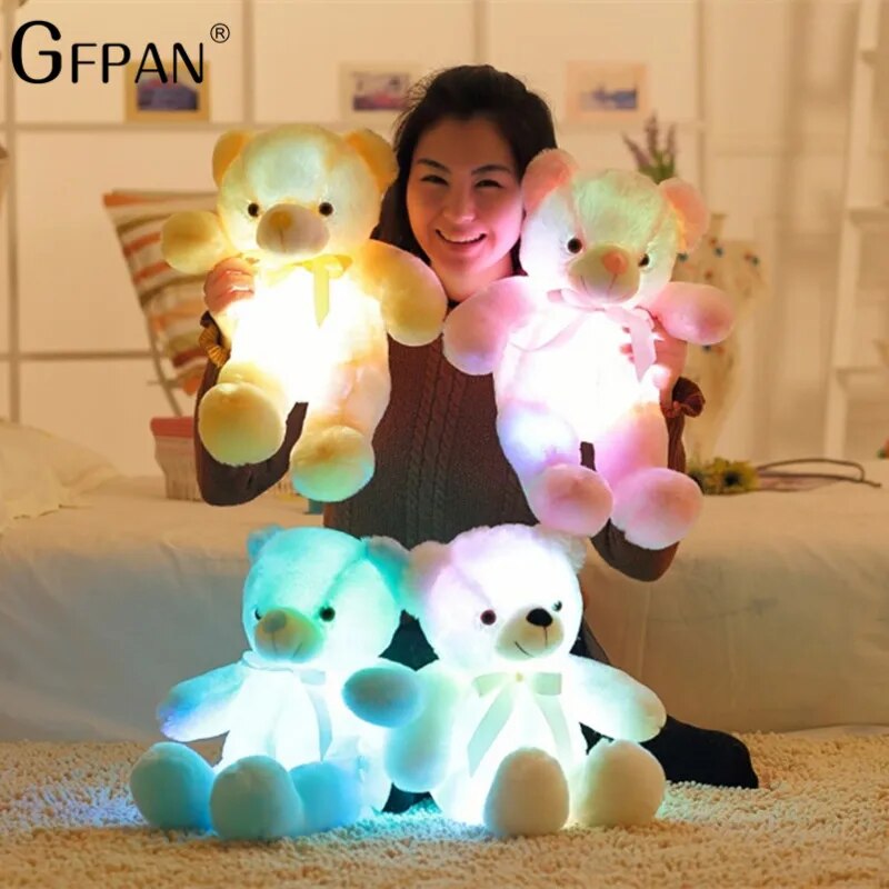 50cm Giant Colorful Glowing Teddy Bear Luminous Plush Toys Kawaii Light Up Led Teddy Bear Stuffed Toys Doll Kids Christmas Gift