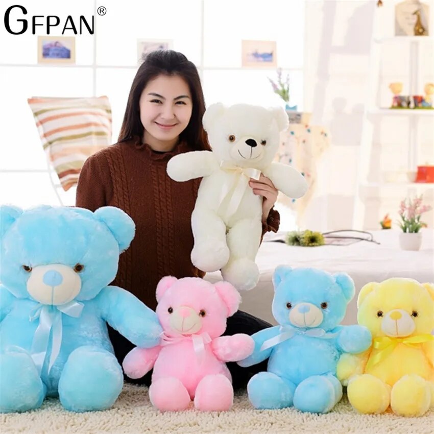 50cm Giant Colorful Glowing Teddy Bear Luminous Plush Toys Kawaii Light Up Led Teddy Bear Stuffed Toys Doll Kids Christmas Gift