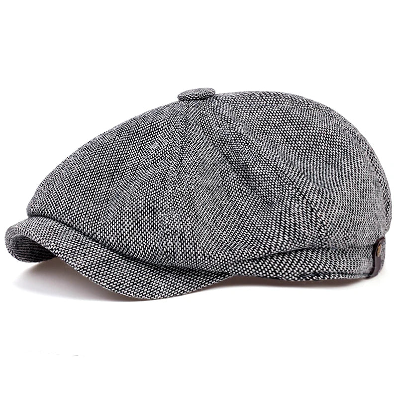 Men Newsboy Hats Peaky Autumn Vintage Herringbone Octagon Cap Women Casual Stripe Berets Gatsby Flat Hat