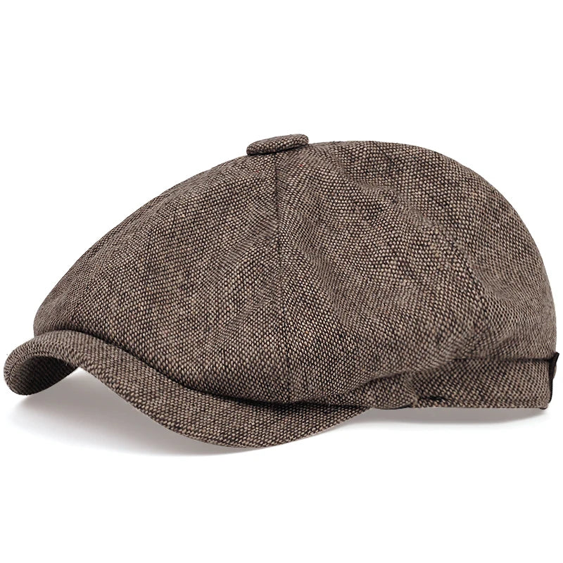 Men Newsboy Hats Peaky Autumn Vintage Herringbone Octagon Cap Women Casual Stripe Berets Gatsby Flat Hat