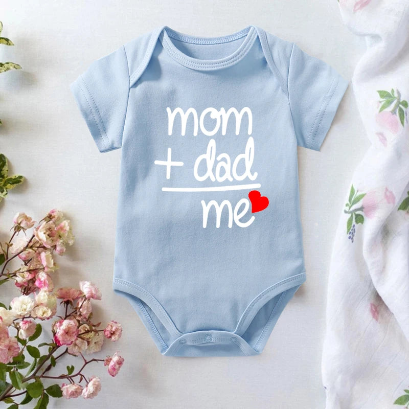 2022 Toddler Newborn Jumpsuit Mom Dad Me Letter Print Baby Body Romper Onesie Short Sleeve Bodysuit Summer Cotton Infant Rompers