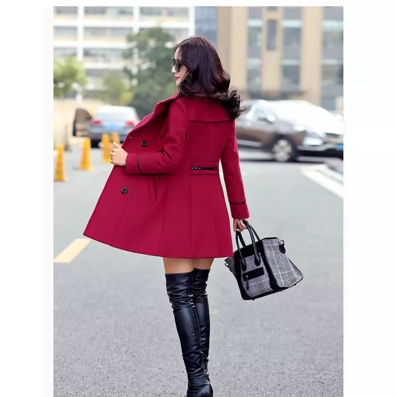 UHYTGF Coat Woman Autumn Winter 2023 Wool Coats For Women Overcoat Double-breasted Woolen Jackets For Women Outerwear M-3XL 124