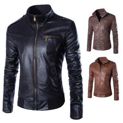 2020 New Fashion PU Leather Jacket Men Jaqueta De Couro Masculina Brand Mens Jackets And Coats Skinny Fitness Motorcycle Jacket