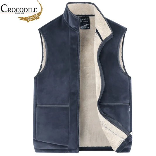 Crocodile brand Cashmere Vest Autumn Winter Casual Sleeveless Jacket Men Warm Fleece Men Vest Jacket Thick Sleeveless Men's Vest