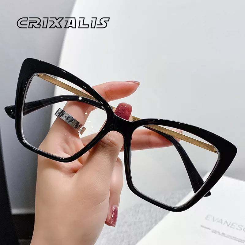 CRIXALIS Women's Fashion Blue Light Glasses 2021 Cat Eye Luxury Brand Designer Ladies Flexible Optical Eyeglasses Frame UV400