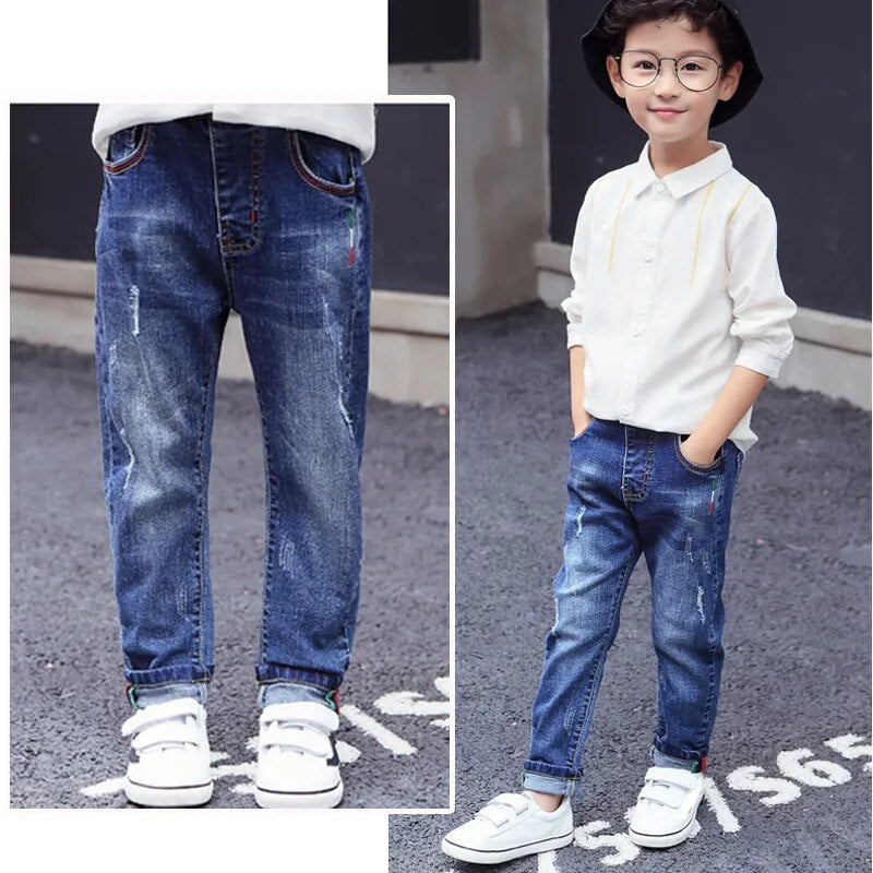 IENENS 5-13Y Boys Clothes Slim Straight Jeans Classic Bottoms Children Denim Clothing Long Pants Kids Baby Boy Casual Trousers