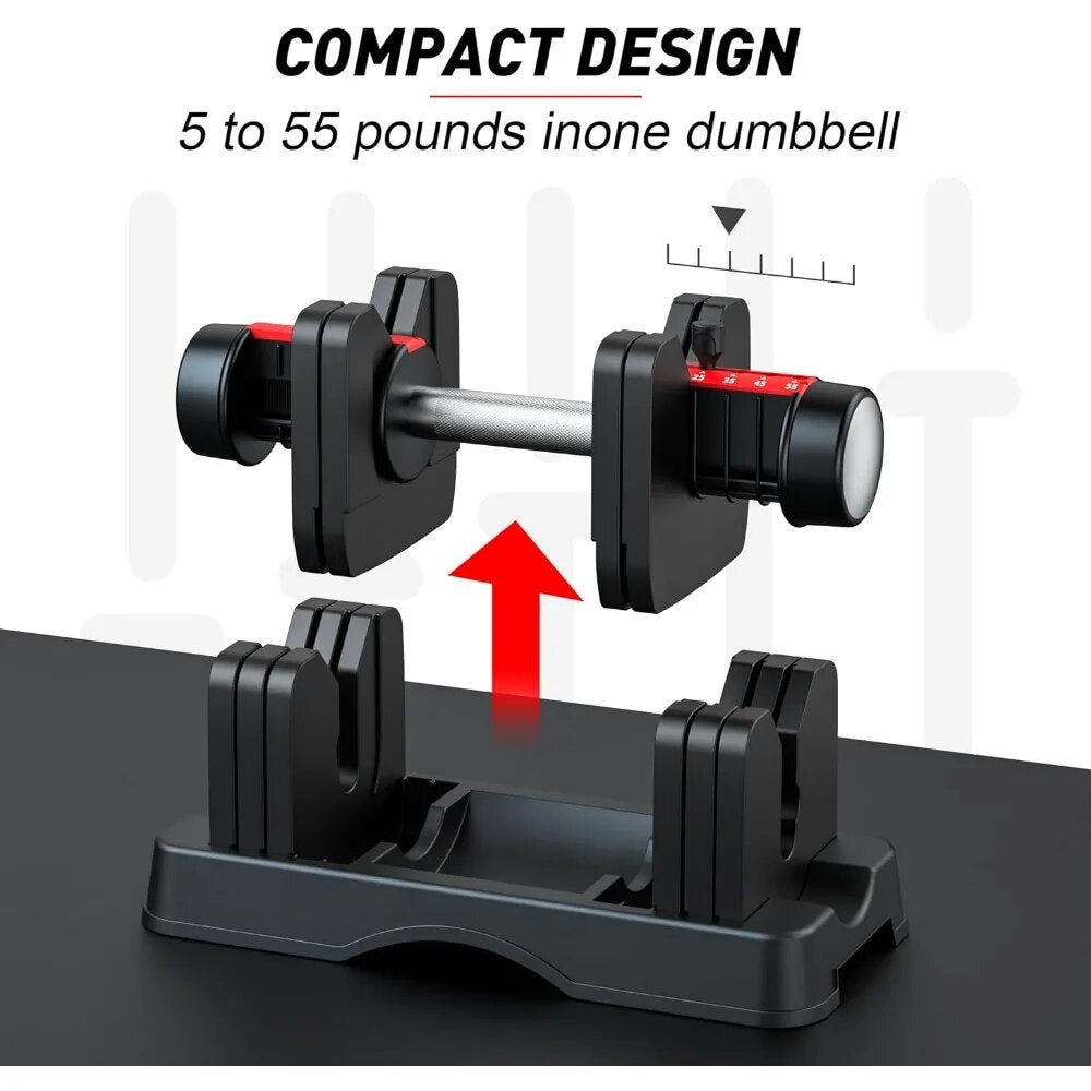 Adjustable Dumbbells Set, 55LB Single Dumbbell Weights, 6 in 1 Free Weights Workout Equipment with Anti-Slip Metal Handle