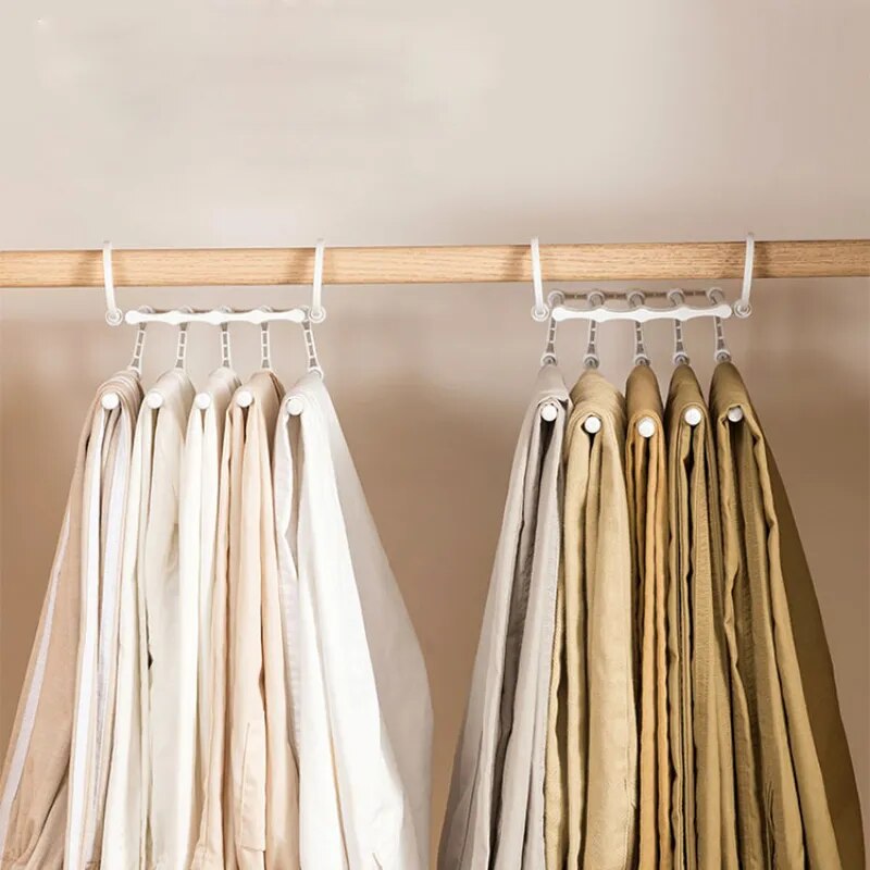 5 in 1 Multifunction Pant Rack Hangers Stainless Steel Wardrobe Adjustable Magic Trouser Hangers towel Shelves Closet Organizer