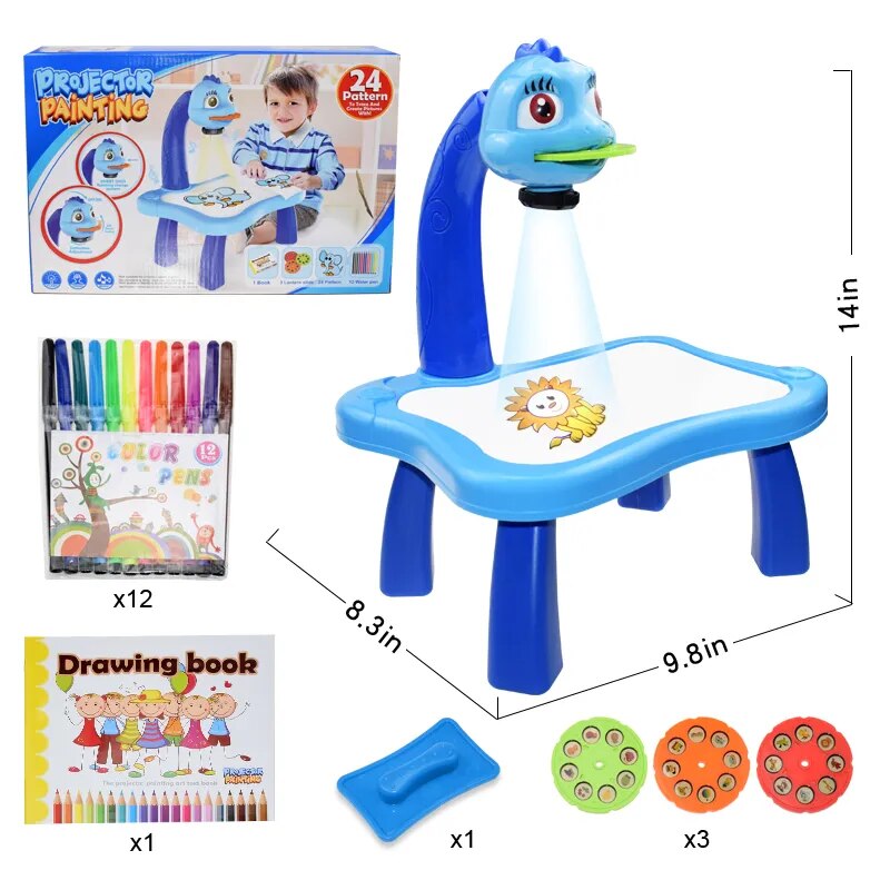 Children Led Projector Art Drawing Table Toys Kids Painting Board Desk Arts Crafts Educational Learning Paint Tools Toy for Girl