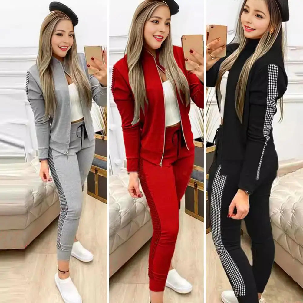 Women's Tracksuit Set Dot Print Turtleneck Sweatshirt Drawstring Pants Suit for Gym Running for Women