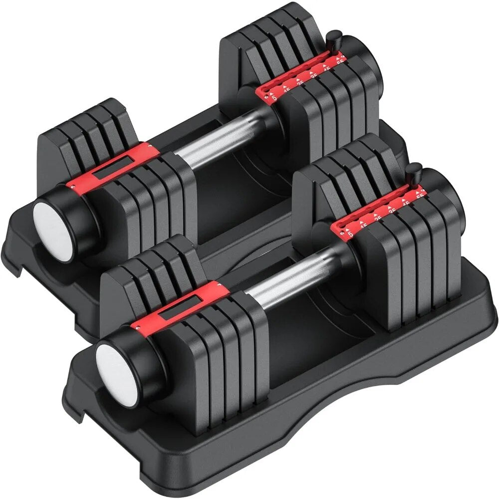 Adjustable Dumbbells Set, 55LB Single Dumbbell Weights, 6 in 1 Free Weights Workout Equipment with Anti-Slip Metal Handle