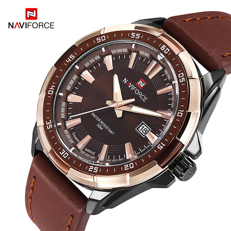 NAVIFORCE Mens Watches Top Luxury Brand Fashion Sport Watches Men Waterproof Quartz Clock Male Army Military Leather Wrist Watch