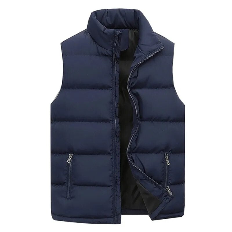 Mens Bubble Padded Vest Jackets 2023 Autumn Winter Warm Zipper Top Clothes Versatile Waterproof Down Thickened Sleeveless Coats