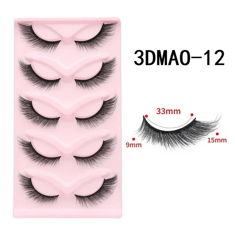 HBZGTLAD Cat eye Eyelashes 3D Natural False Lashes Fluffy Soft Cross 5 pairs Manga Lashes Wispy Natural Eyelash Extension Makeup