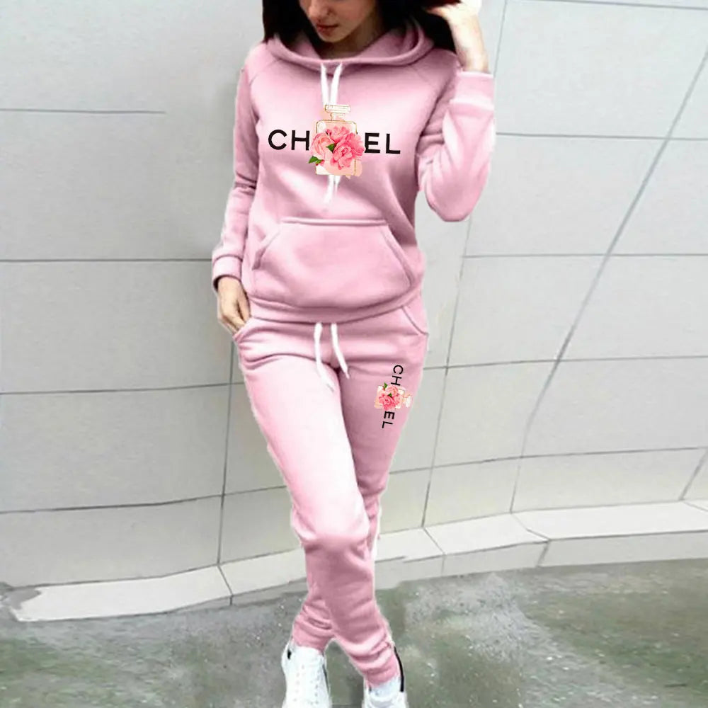 New Autumn Winter Cotton Tracksuit Women 2 Pieces Sets Outdoor Sport Hoodies Suit Sweatshirt+Pants Y2k Hooded Sportswear Clothes