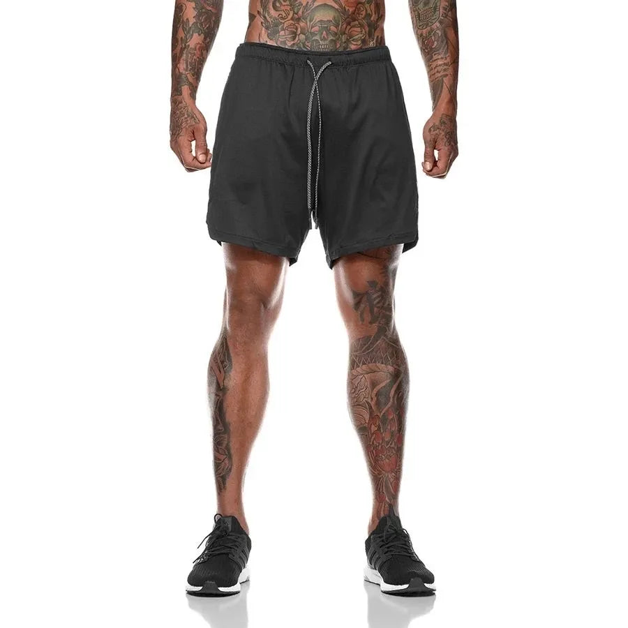 2024 Sport Shorts Men Sportswear Double-deck Running Shorts 2 In 1 Beach Bottoms Summer Gym Fitness Training Jogging Short Pants