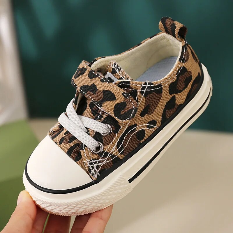 2021 New Spring Girls Baby Shoes High Top Leopard Breathable Children Canvas Shoes Women Parent-child Shoes Kids Shoes for Girl